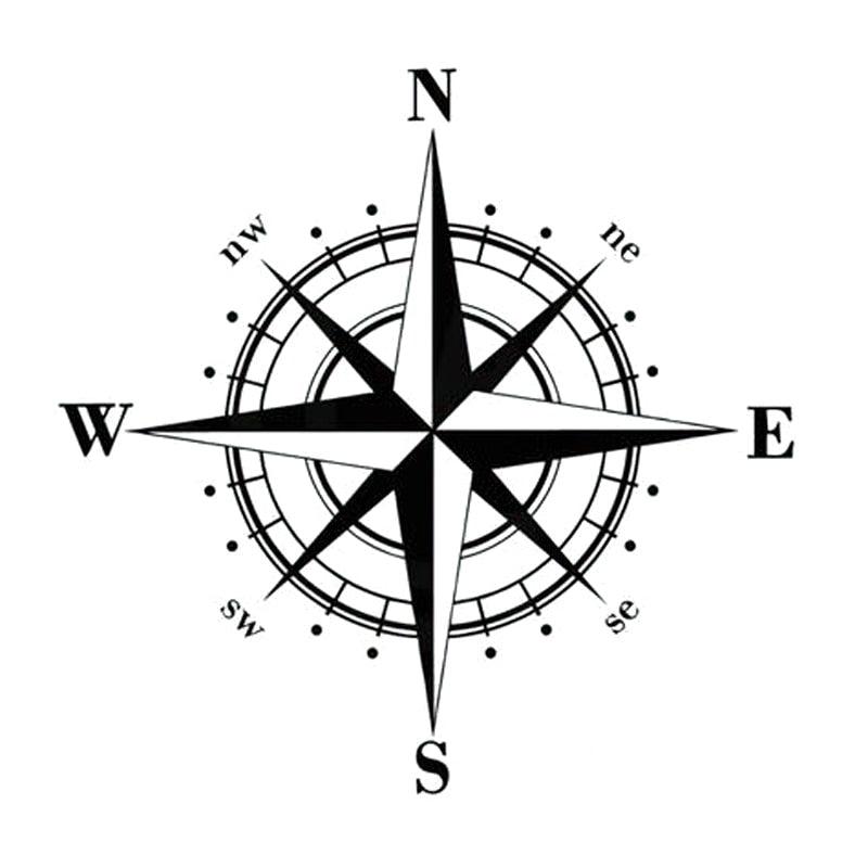 15cm*15cm Art Design Vinyl Compass Sticker Vinyl Decal Sticker Compass Stickers Decal for Car Hood Auto Body Side Door Compass Graphics Car Stickers Waterproof Vinyl Stripe Decal Sticker Car Stickers Decals Black/Silver