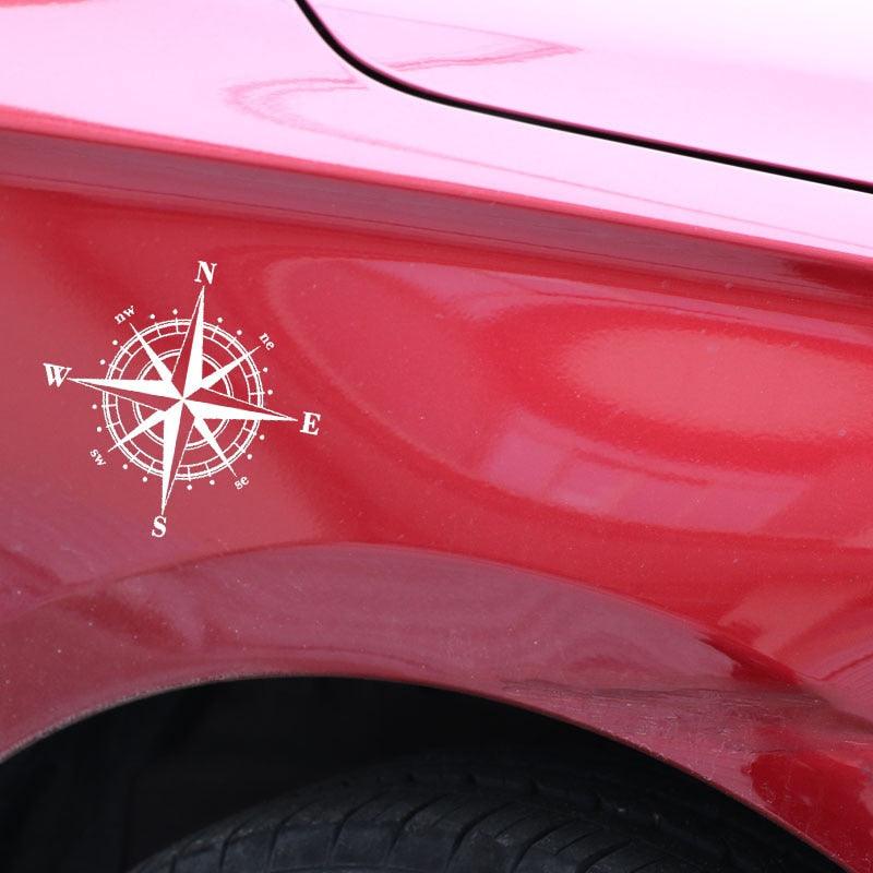 15cm*15cm Art Design Vinyl Compass Sticker Vinyl Decal Sticker Compass Stickers Decal for Car Hood Auto Body Side Door Compass Graphics Car Stickers Waterproof Vinyl Stripe Decal Sticker Car Stickers Decals Black/Silver