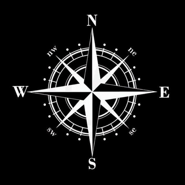 15cm*15cm Art Design Vinyl Compass Sticker Vinyl Decal Sticker Compass Stickers Decal for Car Hood Auto Body Side Door Compass Graphics Car Stickers Waterproof Vinyl Stripe Decal Sticker Car Stickers Decals Black/Silver