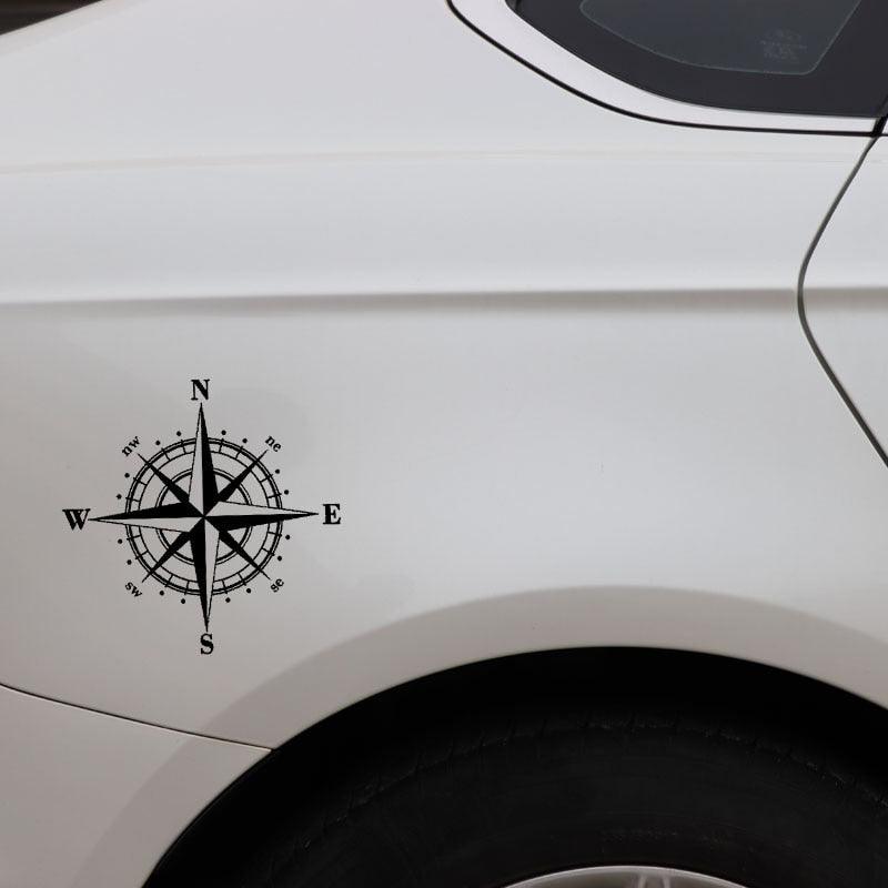 15cm*15cm Art Design Vinyl Compass Sticker Vinyl Decal Sticker Compass Stickers Decal for Car Hood Auto Body Side Door Compass Graphics Car Stickers Waterproof Vinyl Stripe Decal Sticker Car Stickers Decals Black/Silver