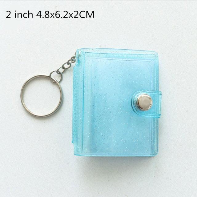 16 Photos Card Holder 1 Inches Card Bag Photo Album Keychain Hollow Love Photo Holder Key Rings Holds Memory Album DIY Memorable Gifts For Loved Ones