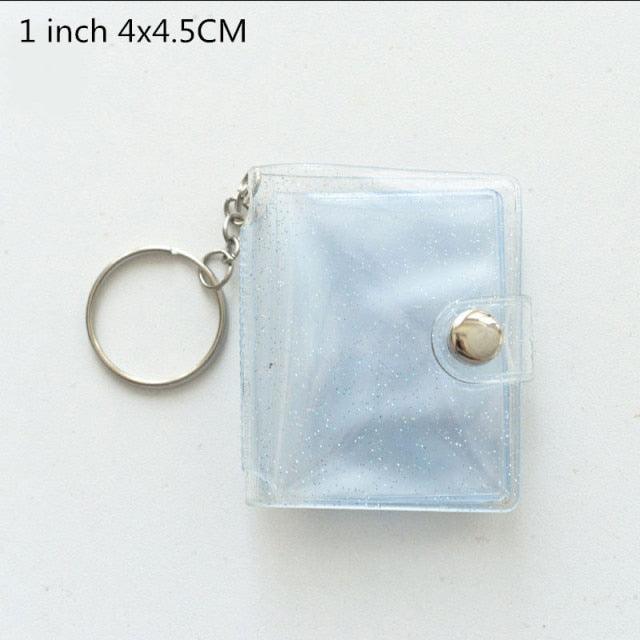 16 Photos Card Holder 1 Inches Card Bag Photo Album Keychain Hollow Love Photo Holder Key Rings Holds Memory Album DIY Memorable Gifts For Loved Ones