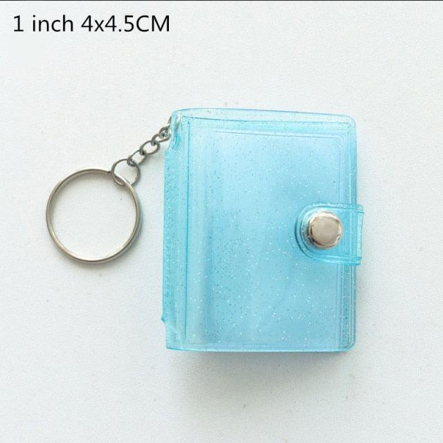 16 Photos Card Holder 1 Inches Card Bag Photo Album Keychain Hollow Love Photo Holder Key Rings Holds Memory Album DIY Memorable Gifts For Loved Ones