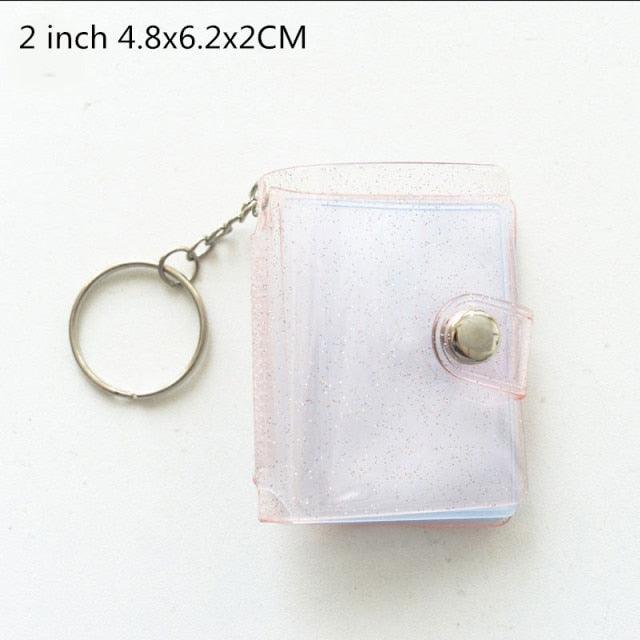 16 Photos Card Holder 1 Inches Card Bag Photo Album Keychain Hollow Love Photo Holder Key Rings Holds Memory Album DIY Memorable Gifts For Loved Ones