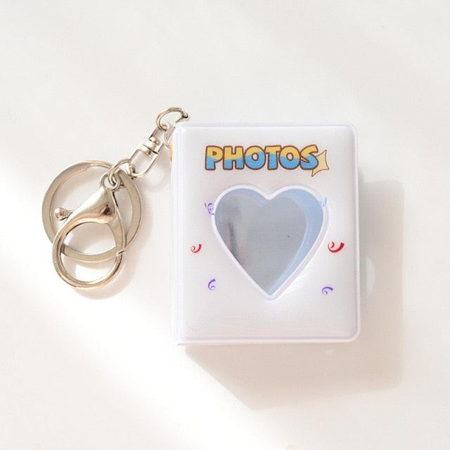 16 Photos Card Holder 1 Inches Card Bag Photo Album Keychain Hollow Love Photo Holder Key Rings Holds Memory Album DIY Memorable Gifts For Loved Ones