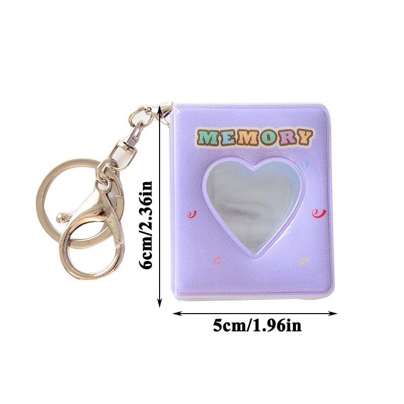 16 Photos Card Holder 1 Inches Card Bag Photo Album Keychain Hollow Love Photo Holder Key Rings Holds Memory Album DIY Memorable Gifts For Loved Ones