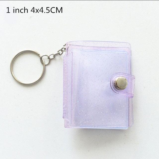 16 Photos Card Holder 1 Inches Card Bag Photo Album Keychain Hollow Love Photo Holder Key Rings Holds Memory Album DIY Memorable Gifts For Loved Ones