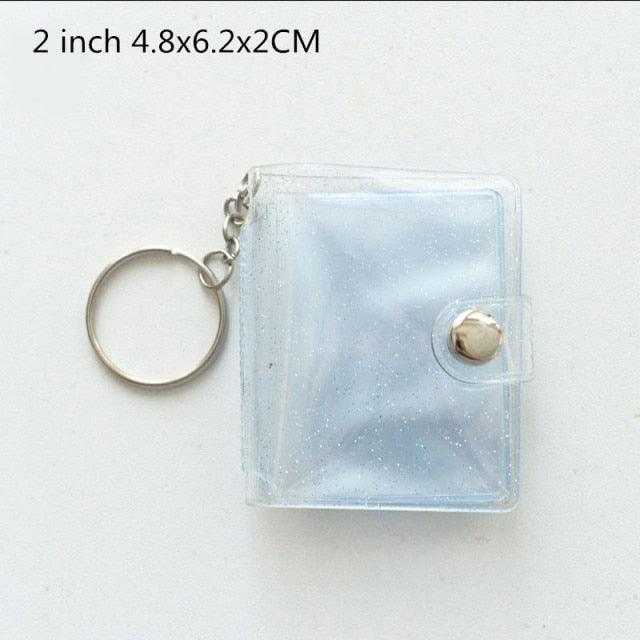 16 Photos Card Holder 1 Inches Card Bag Photo Album Keychain Hollow Love Photo Holder Key Rings Holds Memory Album DIY Memorable Gifts For Loved Ones