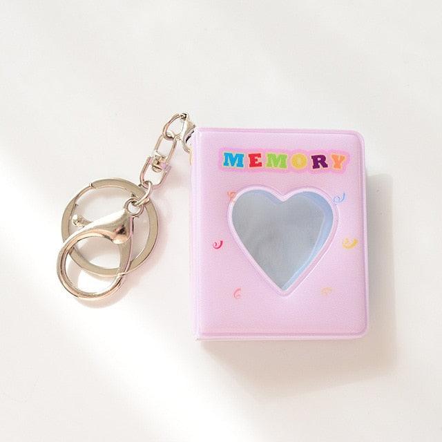 16 Photos Card Holder 1 Inches Card Bag Photo Album Keychain Hollow Love Photo Holder Key Rings Holds Memory Album DIY Memorable Gifts For Loved Ones