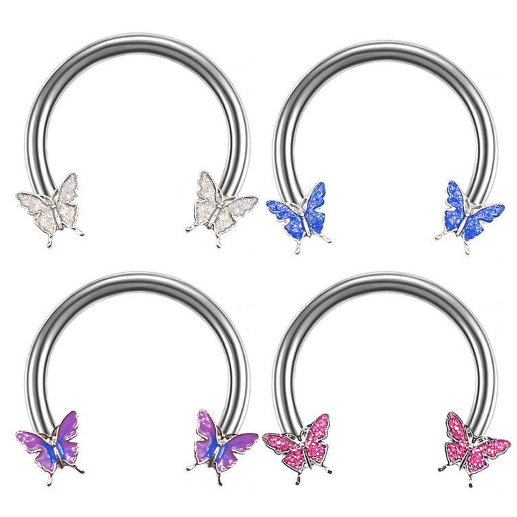 16G Butterfly Horseshoe Nose Rings Earrings Septum Ring Tragus Piercing Earring Hoop Lip Horseshoe Piercing Retainer Helix Hoop Ear Earring Nostril Piercing  Surgical Steel Horseshoe Circular Rings Nose Eyebrow Tragus Lip Ear Hoop Ring Piercing Jewelry