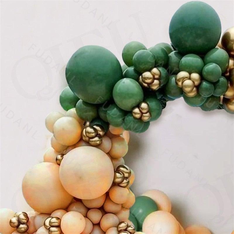 186Pcs Peach Green Metallic Latex Balloon Set For Wedding Birthday Party Decoration Baby Showers Girls Party Bridal Showers