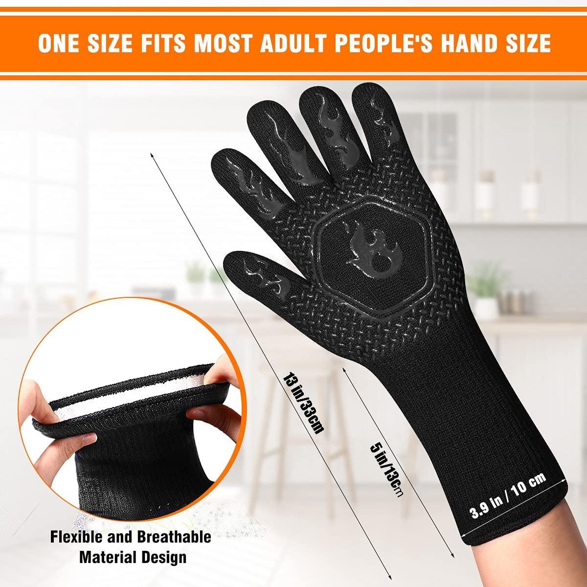 1PC 1472 Degrees Extreme Heat Resistant Grilling Glove for BBQ Oven Smoker Stove Firepit Fryer Barbeque Oven Mitt BBQ Gloves Heat Resistant Oven Mitts Grilling Gloves