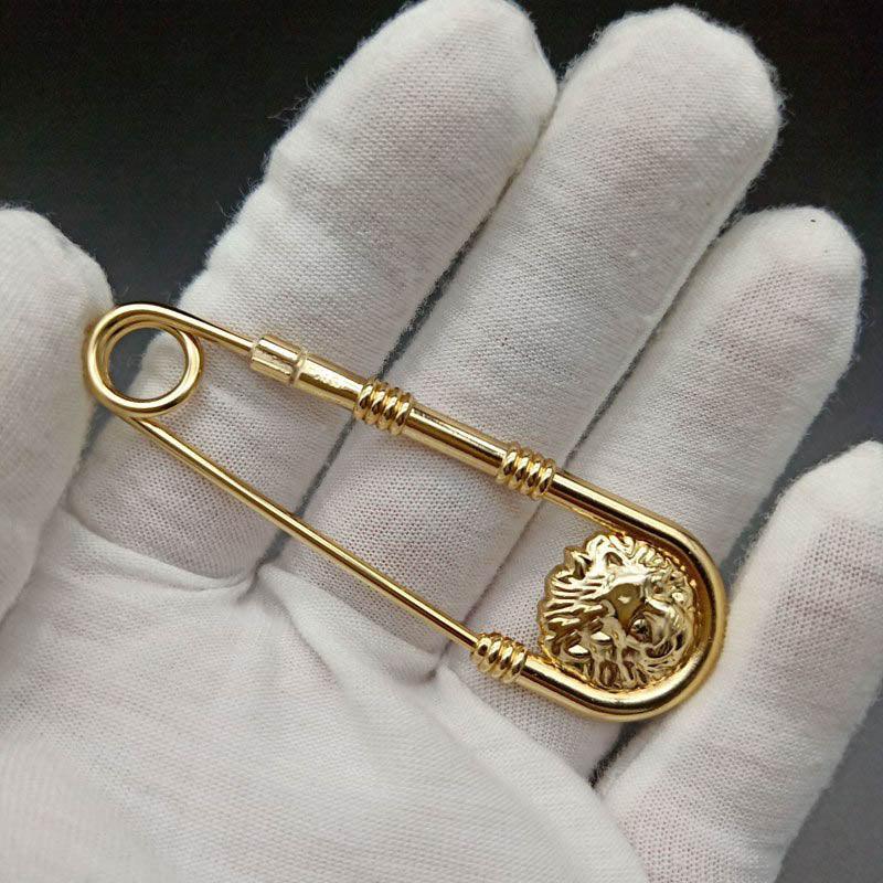 1pc Alloy Double Lion Head Brooch Pin Fashion Safety Pins Women Waist Closing Men Suit Jacket Decoration Jewelry Retro Double Head Safety Pin Temperament Coat Pin