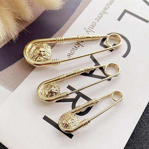 1pc Alloy Double Lion Head Brooch Pin Fashion Safety Pins Women Waist Closing Men Suit Jacket Decoration Jewelry Retro Double Head Safety Pin Temperament Coat Pin