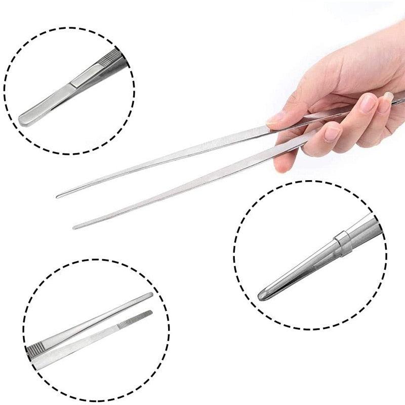 1PC Barbecue Accessories Food Tongs Food Clip Stainless Steel Tweezers Clip Buffet Restaurant Tools Kitchen Gadgets Stainless Steel Barbecue Tweezers