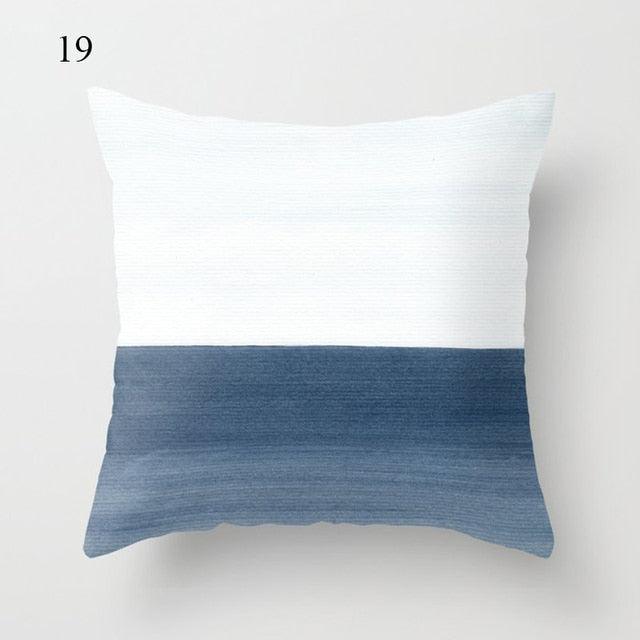 1pc Blue Geometric Landscape Pillowcase Waist Throw Cushion Cover Sofa Printed Navy Blue Throw Pillow Covers Sea Texture Cushion Cover Elegant Decor Square Pillows Covers Car Home Decor 45x45CM