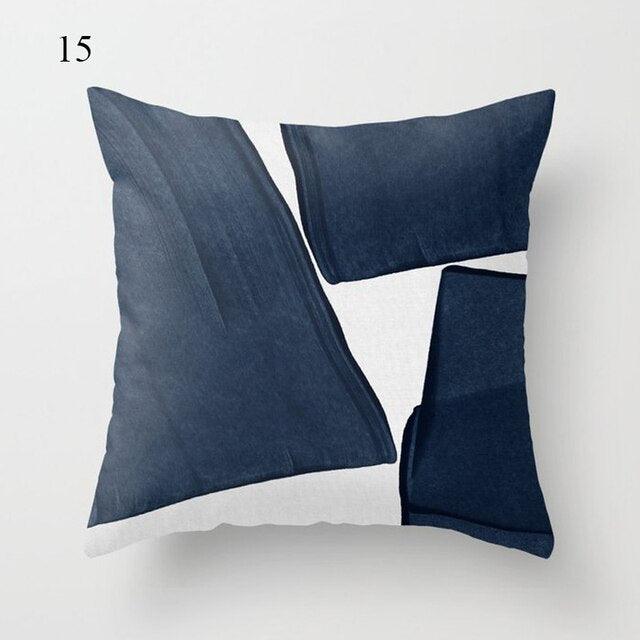 1pc Blue Geometric Landscape Pillowcase Waist Throw Cushion Cover Sofa Printed Navy Blue Throw Pillow Covers Sea Texture Cushion Cover Elegant Decor Square Pillows Covers Car Home Decor 45x45CM