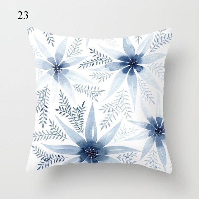 1pc Blue Geometric Landscape Pillowcase Waist Throw Cushion Cover Sofa Printed Navy Blue Throw Pillow Covers Sea Texture Cushion Cover Elegant Decor Square Pillows Covers Car Home Decor 45x45CM