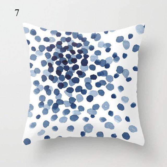 1pc Blue Geometric Landscape Pillowcase Waist Throw Cushion Cover Sofa Printed Navy Blue Throw Pillow Covers Sea Texture Cushion Cover Elegant Decor Square Pillows Covers Car Home Decor 45x45CM