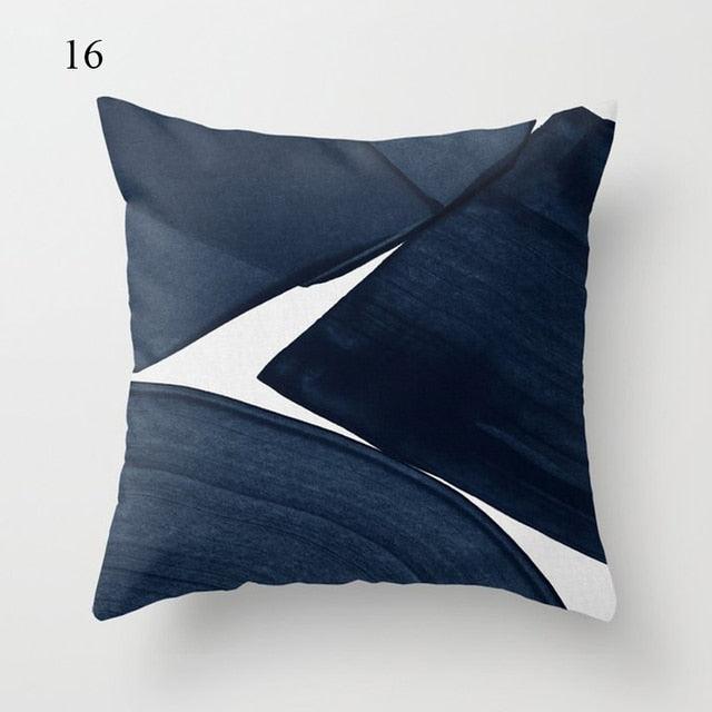 1pc Blue Geometric Landscape Pillowcase Waist Throw Cushion Cover Sofa Printed Navy Blue Throw Pillow Covers Sea Texture Cushion Cover Elegant Decor Square Pillows Covers Car Home Decor 45x45CM