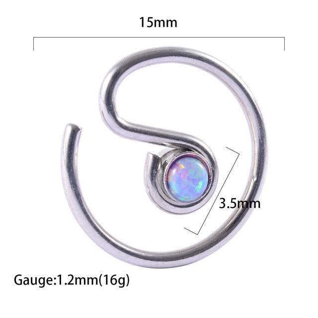 1PC Cluster Ear Tragus Helix Cartilage Piercing Surgical Steel Opal Nose Ring Septum Clicker Earring Labret Jewelry Nose Hoop Rings Hinged Ear Nose Septum Piercing Women Men Nose Tiny Helix Cartilage Tragus Ring Body Jewelry