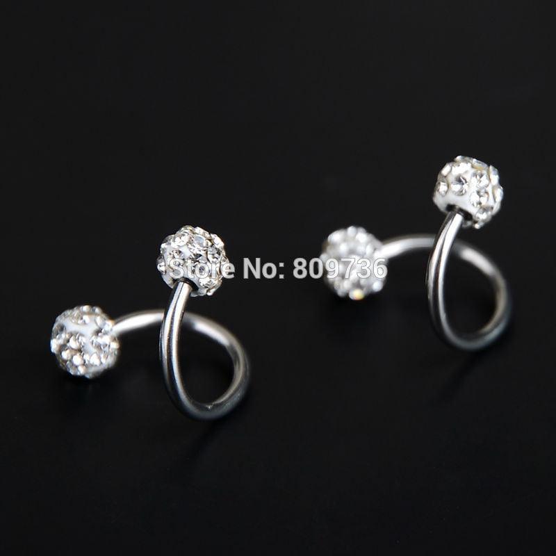 1pc Crystal Double Balls Twisted Helix Cartilage Earring Piercing Body Jewelry Ear Labret Ring Surgical Stainless Steel Helix Cartilage Tragus Stud Earring Hoops Twist Helix Earring 316L Stainless Steel Piercing Earrings Stud Body Piercing for Women