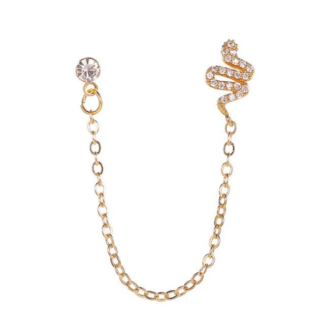 1pc Crystal Pearl Moon Snake Tassel Earrings Hoop Earing Chain Helix Piercing Stud Cuff Earrings for Women Ear Jewelry Women Earring with Cuff Chain for Girls Ear Clips Ear Wraps Cuff Earrings Dangle Earrings Helix Cartilage Clip On Christmas Jewelry