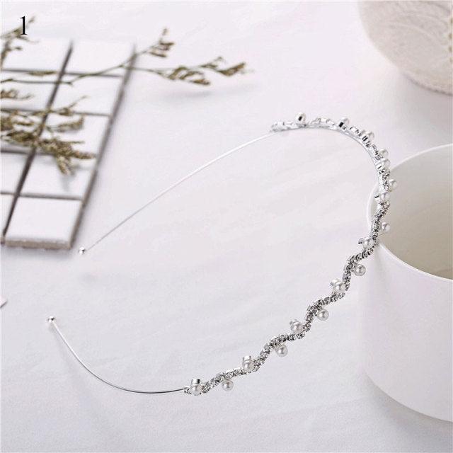 1Pc Crystal Rhinestone Pearl Hair Hoop Headband Bridal Wedding Hair Accessories Girl Beauty Headwear Headdress Women Headpieces