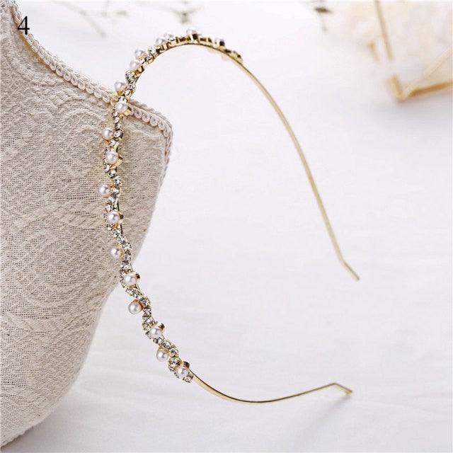 1Pc Crystal Rhinestone Pearl Hair Hoop Headband Bridal Wedding Hair Accessories Girl Beauty Headwear Headdress Women Headpieces