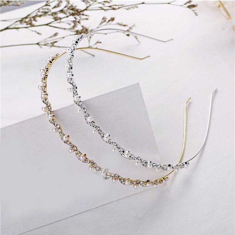 1Pc Crystal Rhinestone Pearl Hair Hoop Headband Bridal Wedding Hair Accessories Girl Beauty Headwear Headdress Women Headpieces