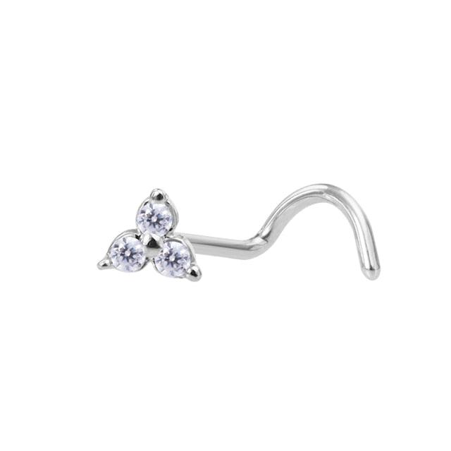 1pc CZ Crystal Nose Stud Piercing Stainless Steel Nose Rings Nostril  Ring Piercing Nose Stud Rings Screw Piercing Jewelry Nose Studs Piercing Stainless Steel Flower Cubic Zirconia Nostril Screw Nose Rings Hoop  L Shape Studs for Women Body Jewelry Gift