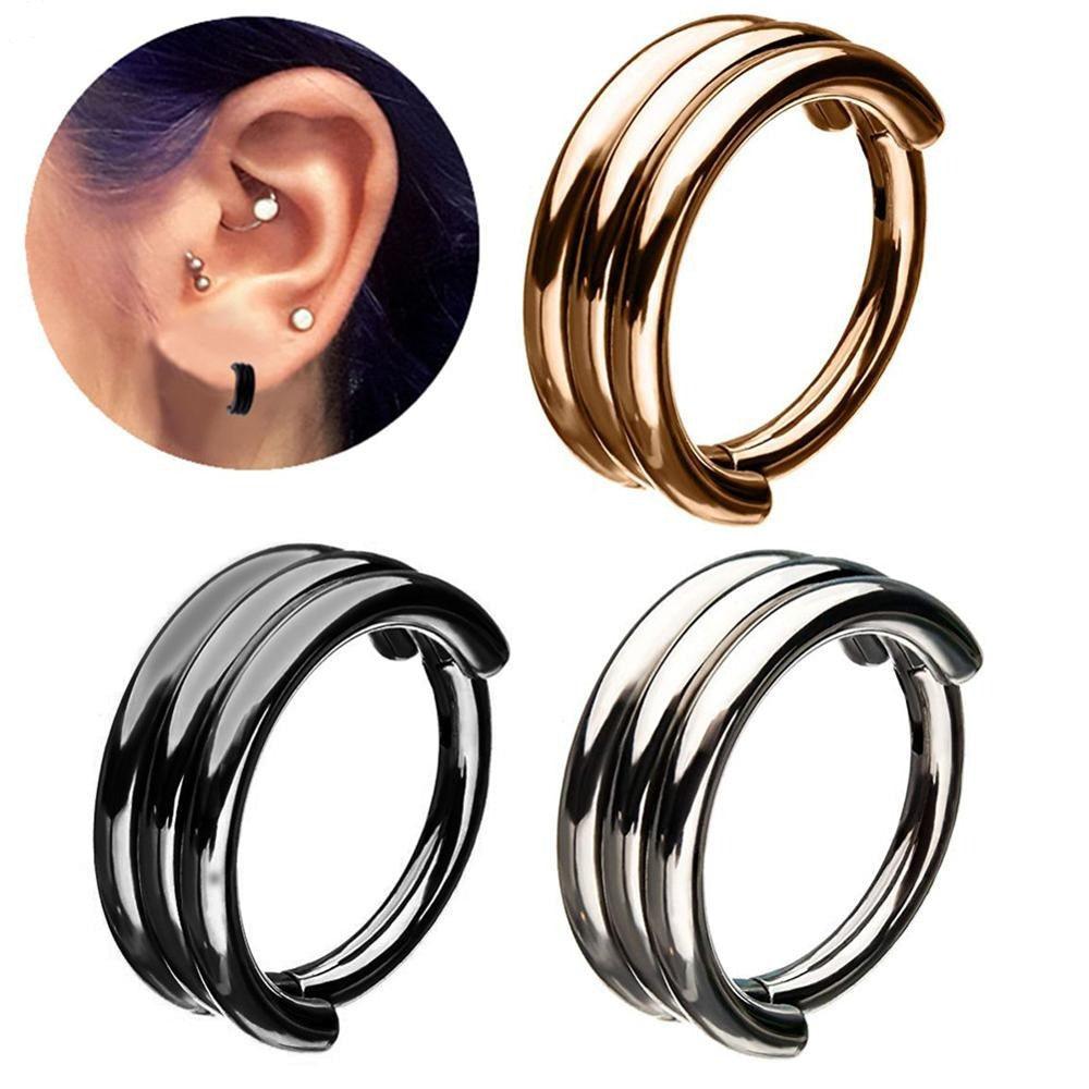 1PC Double Layers Steel Clicker Segment Nose Hoop Rings Hinged Ear Nose Septum Piercing Women Men Nose Tiny Helix Cartilage Tragus Ring Body Jewelry Fake Crystal Nose Piercing Body Jewelry Floral Nose Hoop Nostril Nose Ring