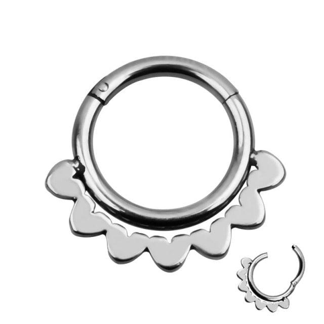 1PC Double Layers Steel Clicker Segment Nose Hoop Rings Hinged Ear Nose Septum Piercing Women Men Nose Tiny Helix Cartilage Tragus Ring Body Jewelry Fake Crystal Nose Piercing Body Jewelry Floral Nose Hoop Nostril Nose Ring