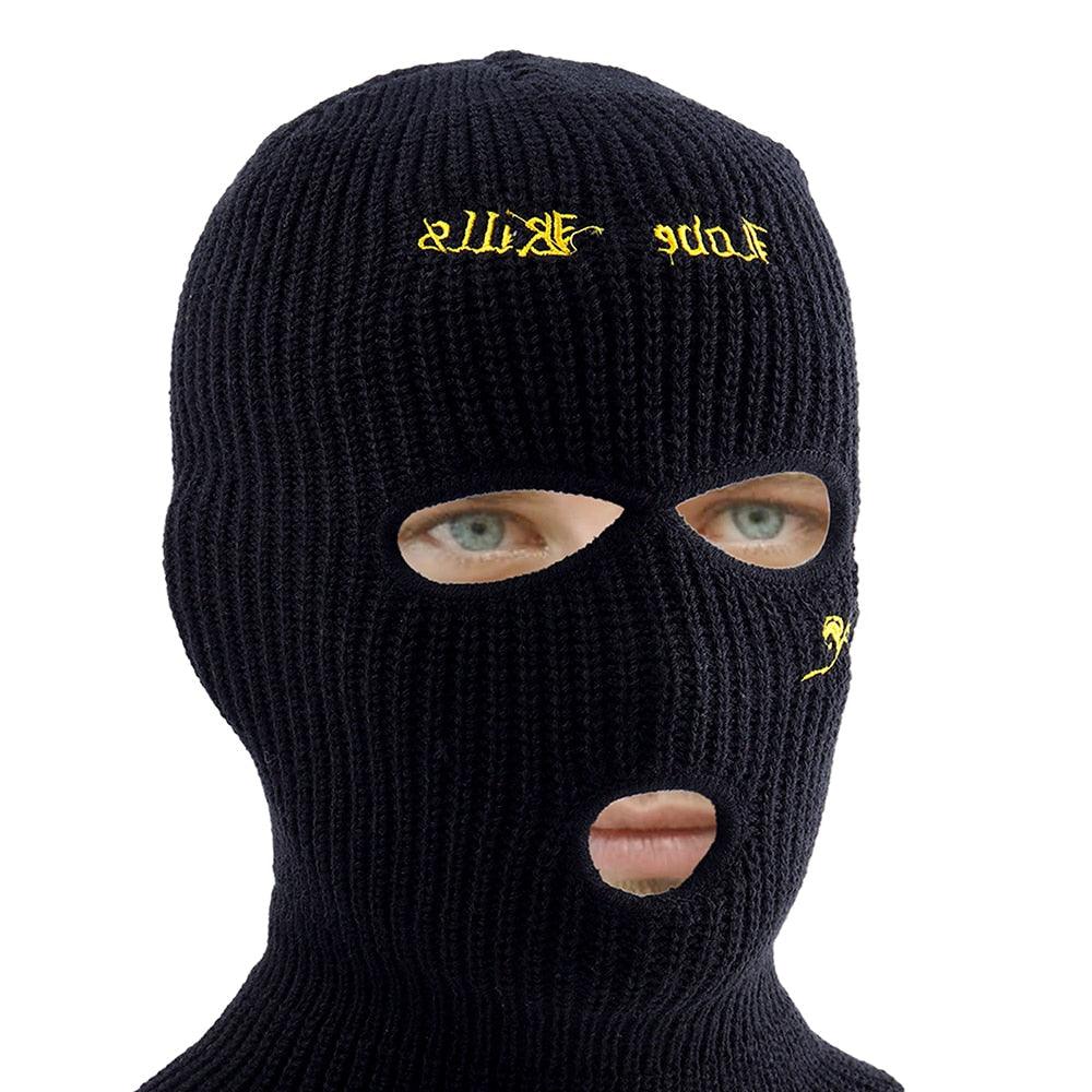 1Pc Embroidery Balaclava Face Mask 3-Hole for Cold Weather, Winter Ski Mask for Men and Women Thermal Cycling Mask Christmas Gift Face Scarf Mask Sunscreen Dustproof Army Cycling Hunting Fishing Tactical Airsoft Hat