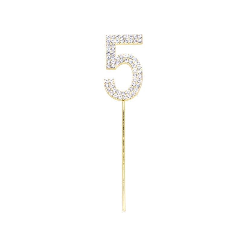 1Pc Glitter Alloy Rhinestone Number Cake Toppers Pieces Silver Glitter Number Cake Toppers Double Sided Twinkle Happy Birthday Cake Topper Cupcake Toppers For Wedding Baby Shower Birthday Decoration Wedding Gold Silver Digital Cakes Dessert Decor