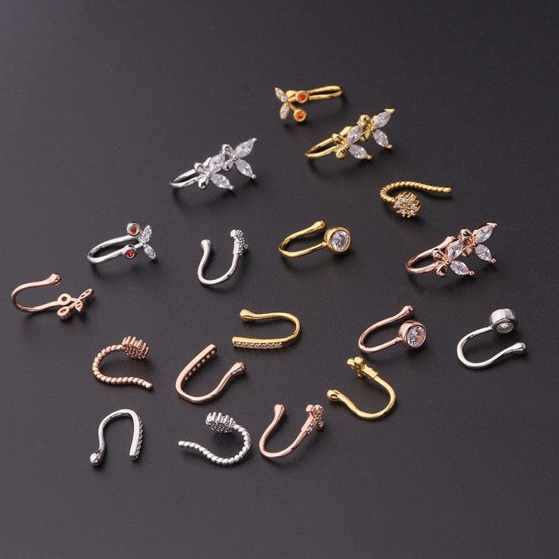 1PC Gold Butterfly Nose Ring Fake Nose Piercing for Women Cartilage Earrings Piercing Septum Nose Ring Hoop Nose Piercing Body Jewelry Nose Ring Hoop Nose Hoop Nostril Nose Ring Stainless Steel Ring Puncture Body Jewelry