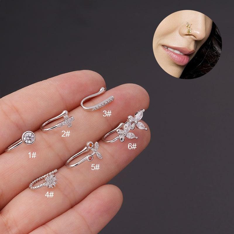 1PC Gold Butterfly Nose Ring Fake Nose Piercing for Women Cartilage Earrings Piercing Septum Nose Ring Hoop Nose Piercing Body Jewelry Nose Ring Hoop Nose Hoop Nostril Nose Ring Stainless Steel Ring Puncture Body Jewelry