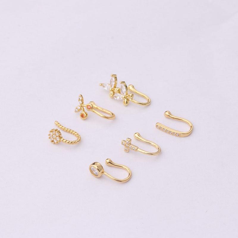 1PC Gold Butterfly Nose Ring Fake Nose Piercing for Women Cartilage Earrings Piercing Septum Nose Ring Hoop Nose Piercing Body Jewelry Nose Ring Hoop Nose Hoop Nostril Nose Ring Stainless Steel Ring Puncture Body Jewelry