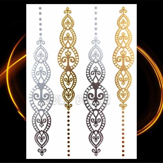 1PC Gold Chain Bracelet Tattoo Sticker Summer Style Fake Jewelry Temporary Tattoo Waterproof Gold Sliver Glitter Body Face Tattoo For Womens - STEVVEX Beauty - 103, Arm Tattoo, Beauty, Body Tattoo, Face Tattoo, Feather Tattoo, Girls Tattoo, Glitter Tattoo, Gold Tattoo, Leg Tattoo, Luxury Tattoo, Metallic Tattoo, Party Tattoo, Silver Tattoo, Tattoo, Waterproof Tattoo, Women Tattoo, Womens Tattoo - Stevvex.com