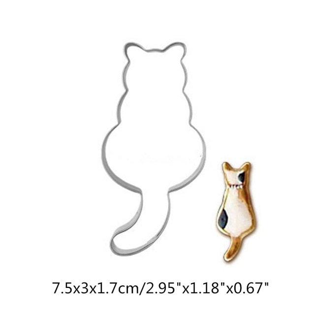 1PC Kitchen Cookie Cutter Cat Shaped Aluminium Mold Sugarcraft Cake Cookies Pastry Baking Cutter Mould Cake Decorating Tools Cute Cat Cookie Cutter Mold Cookie Stamp Perfect For Baking Treats Cookies And Crafts