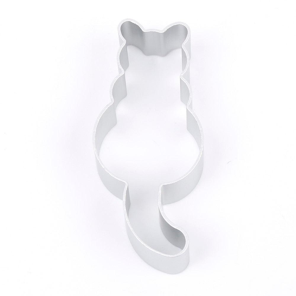 1PC Kitchen Cookie Cutter Cat Shaped Aluminium Mold Sugarcraft Cake Cookies Pastry Baking Cutter Mould Cake Decorating Tools Cute Cat Cookie Cutter Mold Cookie Stamp Perfect For Baking Treats Cookies And Crafts