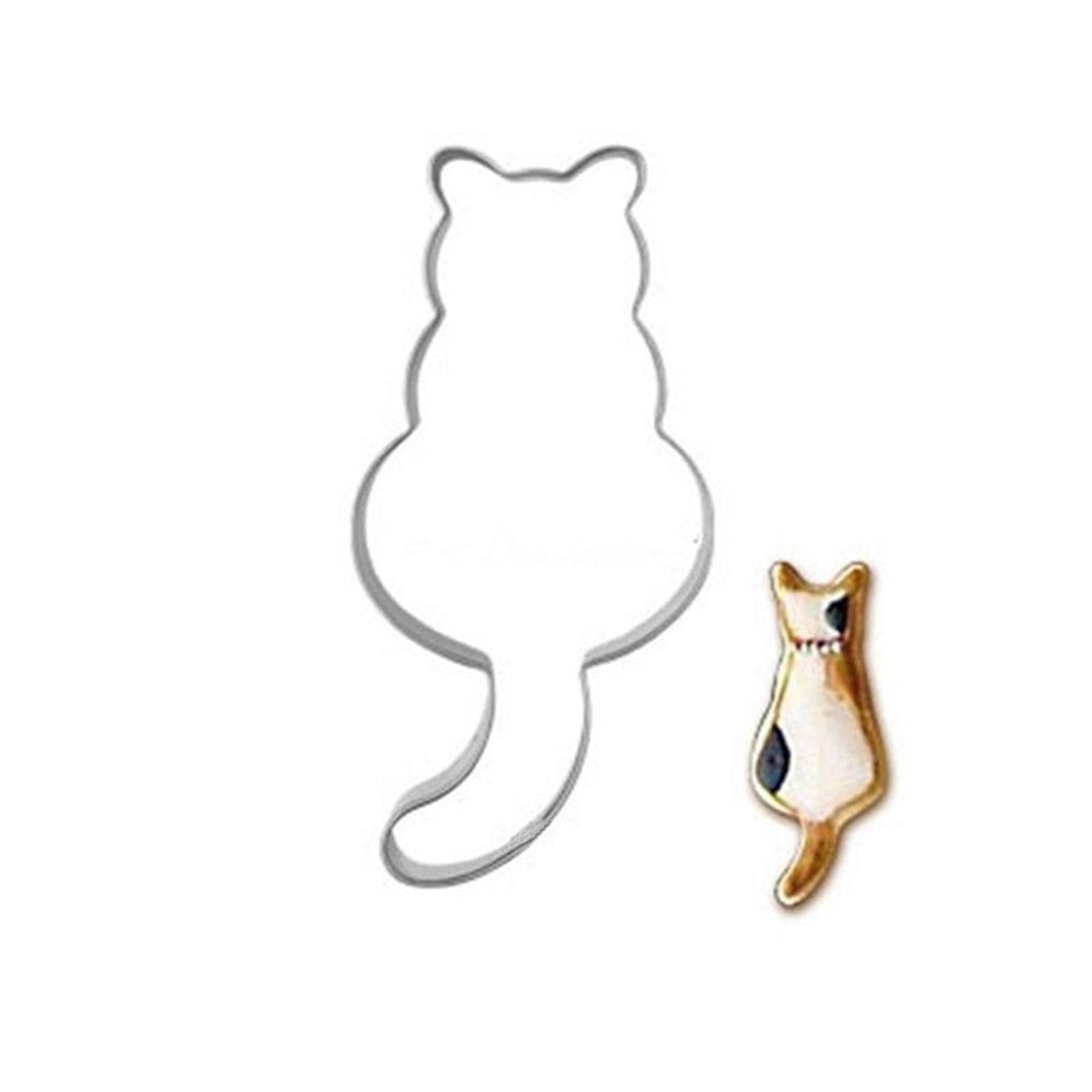 1PC Kitchen Cookie Cutter Cat Shaped Aluminium Mold Sugarcraft Cake Cookies Pastry Baking Cutter Mould Cake Decorating Tools Cute Cat Cookie Cutter Mold Cookie Stamp Perfect For Baking Treats Cookies And Crafts