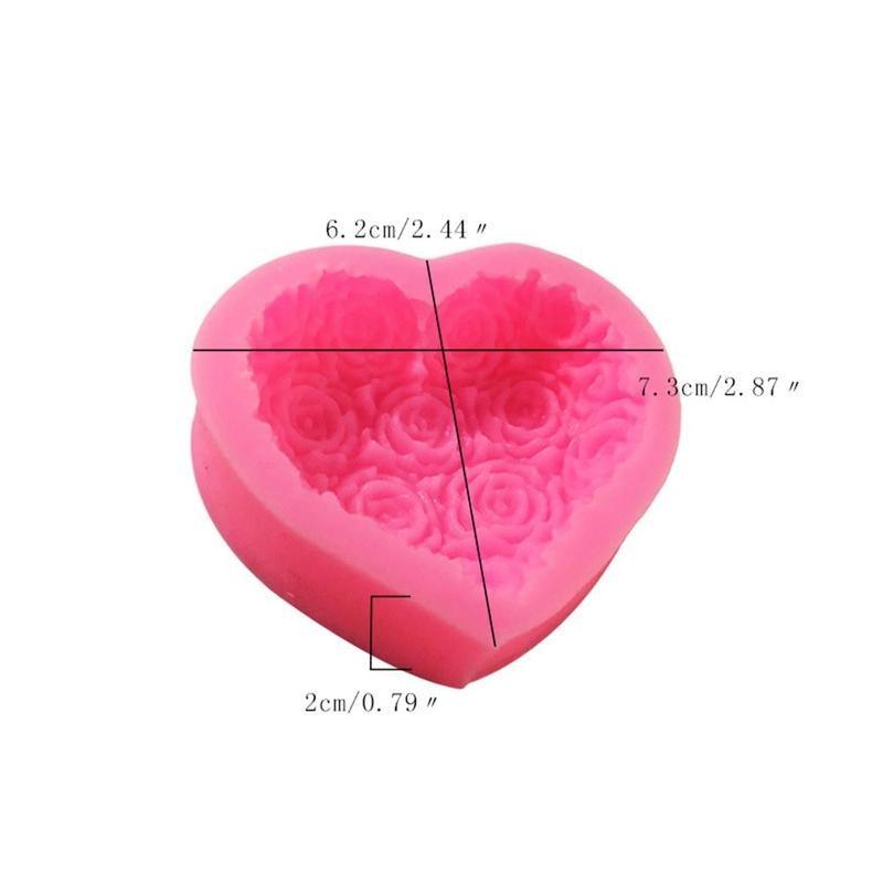 1PC Love Heart Rose Flower Shape 3D Silicone Mold Fondant Chocolate Cake Decorating Baking Tools Moulds Mold Soap Rose Flower Heart Molds Fondant Sugar Pudding Soap Candle Mould