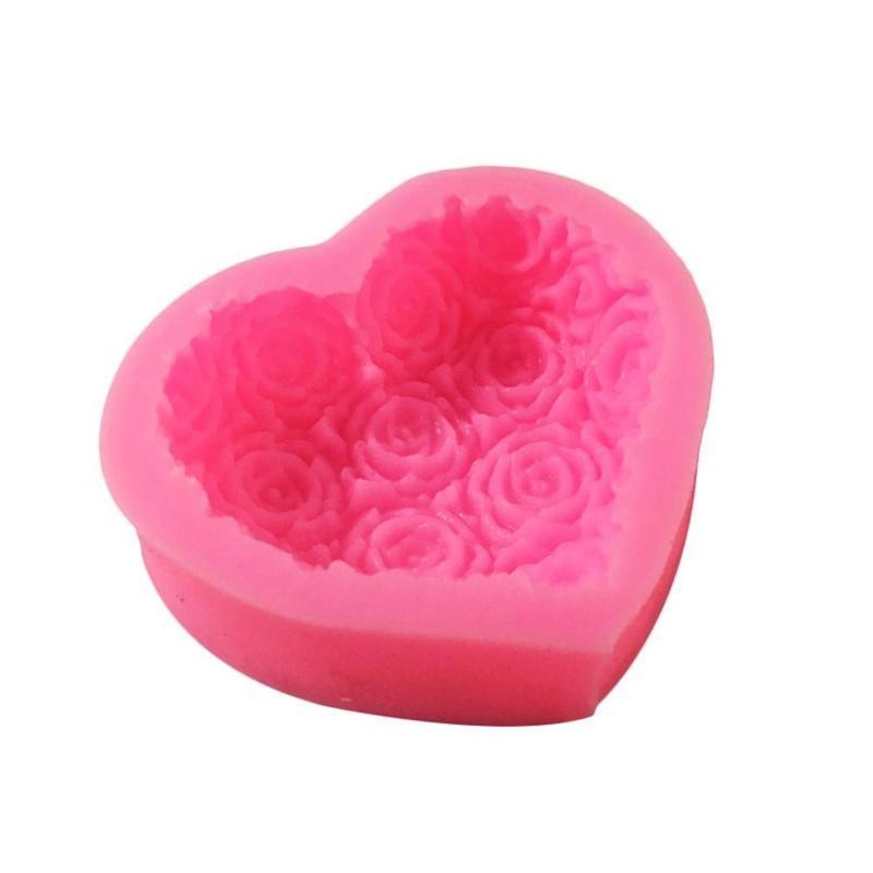 1PC Love Heart Rose Flower Shape 3D Silicone Mold Fondant Chocolate Cake Decorating Baking Tools Moulds Mold Soap Rose Flower Heart Molds Fondant Sugar Pudding Soap Candle Mould