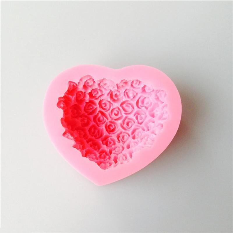 1PC Love Heart Rose Flower Shape 3D Silicone Mold Fondant Chocolate Cake Decorating Baking Tools Moulds Mold Soap Rose Flower Heart Molds Fondant Sugar Pudding Soap Candle Mould