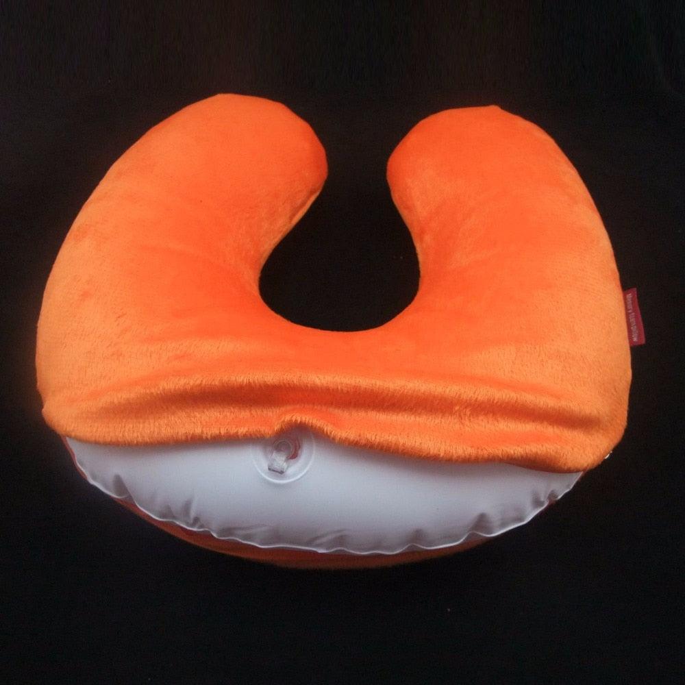 1PC New U Shaped Travel Pillow Car Air Flight Inflatable Pillows Neck Support Headrest Cushion Soft Nursing Cushion Black U-Shape Travel Pillow Automatic Air Inflatable Airplane Car Pillows Ring Pillow Folding Press Type Bed Pillows