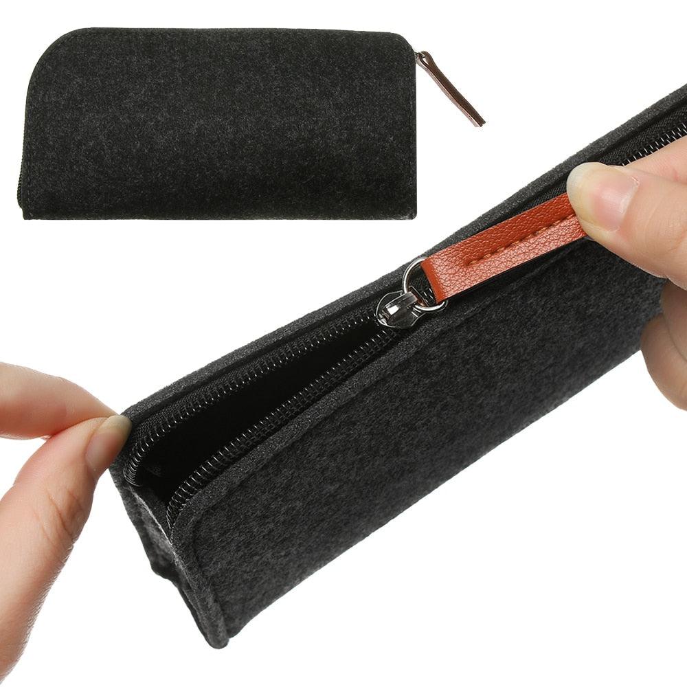 1Pc Portable Soft Wool Felt Cloth Glasses Case Bag Multifunctional Sunglasses Case Fashion Zipper Eyeglasses Pouch Soft Felt Slip In Pouch Simple Case For Sunglasses