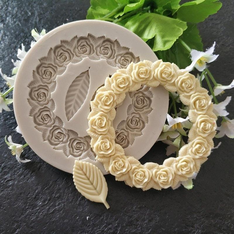 1PC Rosette Leaves Silicone Mold Cake Chocolate Mold Picture Frame Frame Sugar Baking Mold Molding Silicone Picture Frames Fondant Molds Photo Mirror Silicone Wedding Cake Decorating Mold