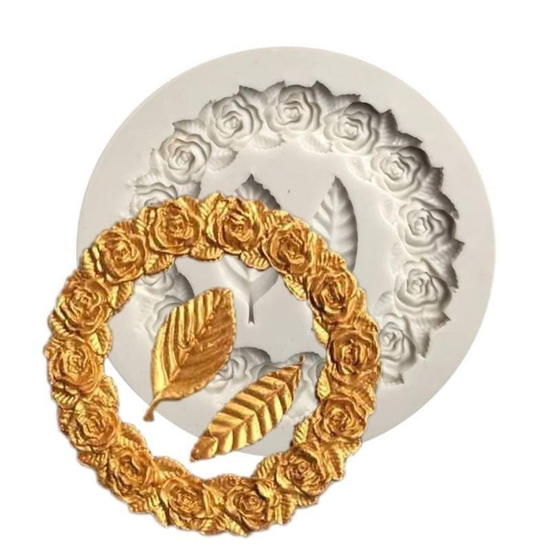 1PC Rosette Leaves Silicone Mold Cake Chocolate Mold Picture Frame Frame Sugar Baking Mold Molding Silicone Picture Frames Fondant Molds Photo Mirror Silicone Wedding Cake Decorating Mold