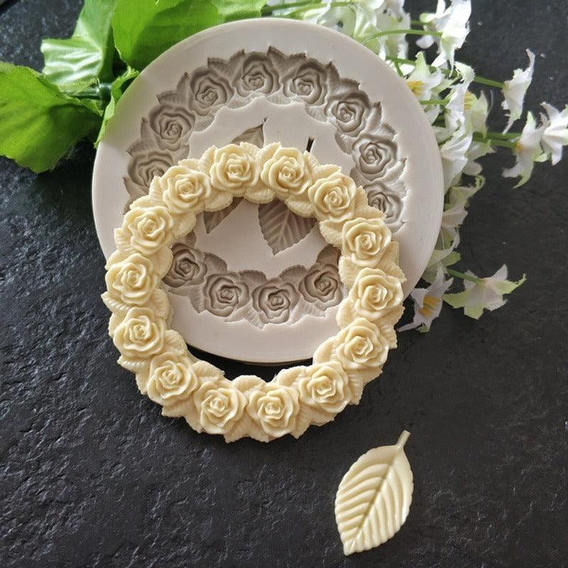 1PC Rosette Leaves Silicone Mold Cake Chocolate Mold Picture Frame Frame Sugar Baking Mold Molding Silicone Picture Frames Fondant Molds Photo Mirror Silicone Wedding Cake Decorating Mold